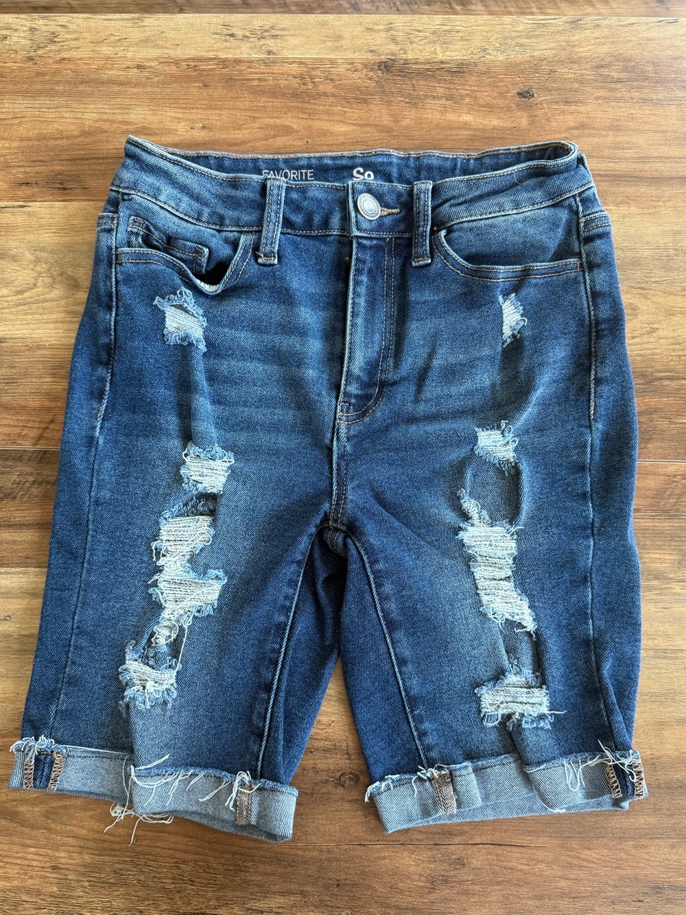 SO Favorite High-Rise Bermuda Shorts - Dark Blue Denim